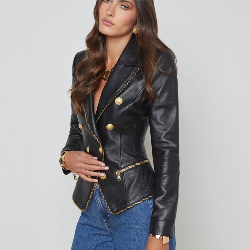L’agence Ottilie Leather Blazer Sz 6 $1625